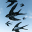 Swallows in Flight Black Window Stickers