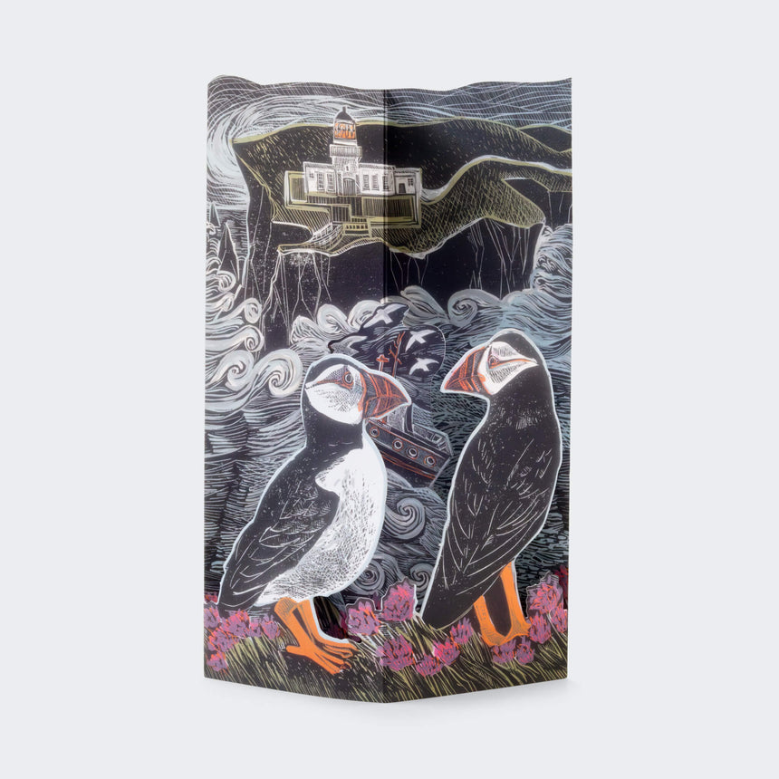Fair Isle Puffins at the North Lighthouse 3D Card