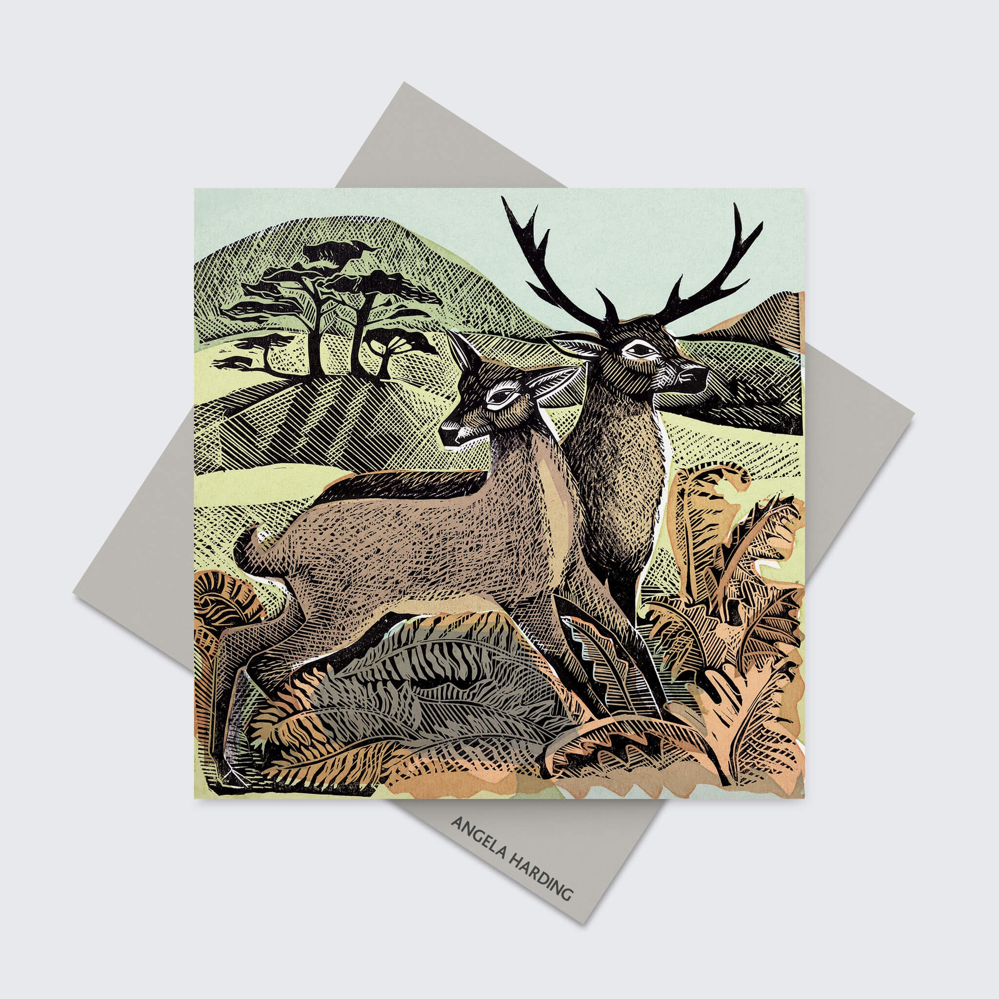 Deer & Autumn Bracken Greeting Card