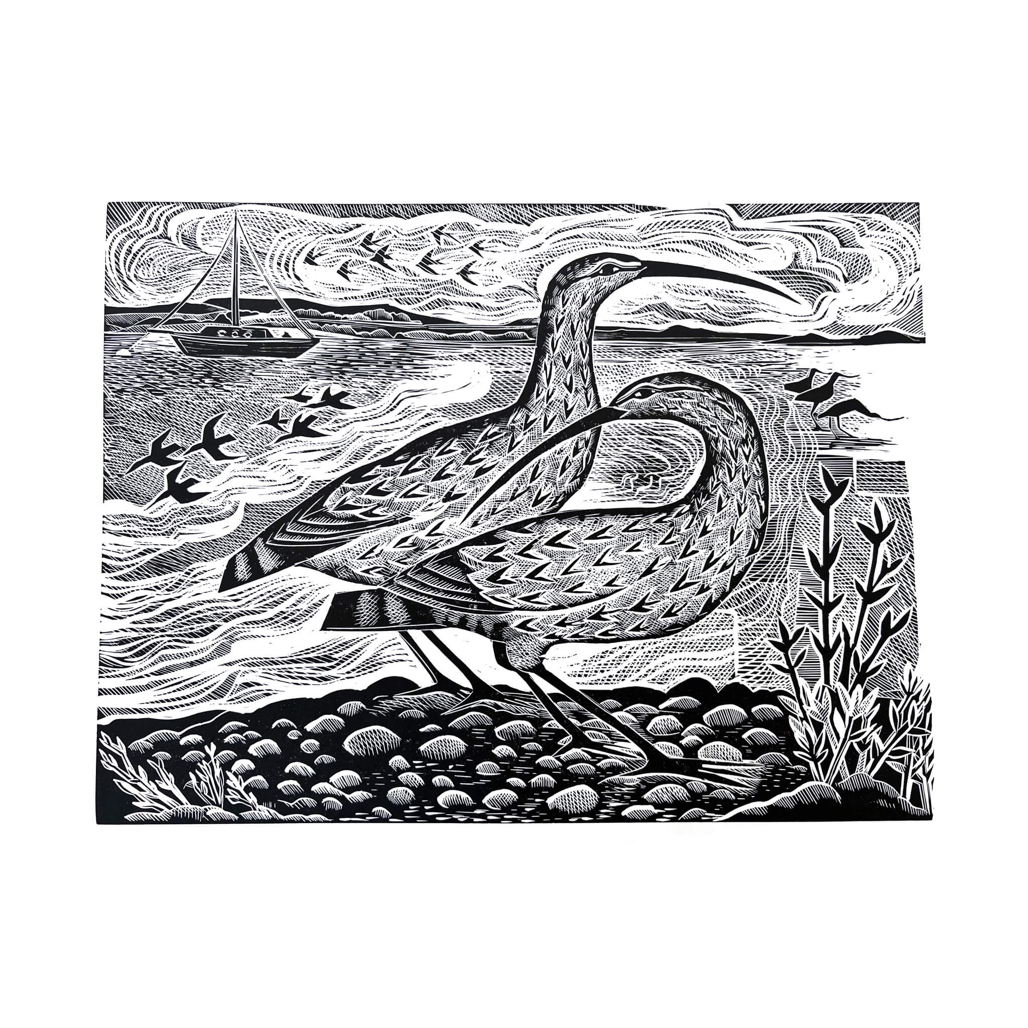 Curlews at the Deben River (Black & White Edition)