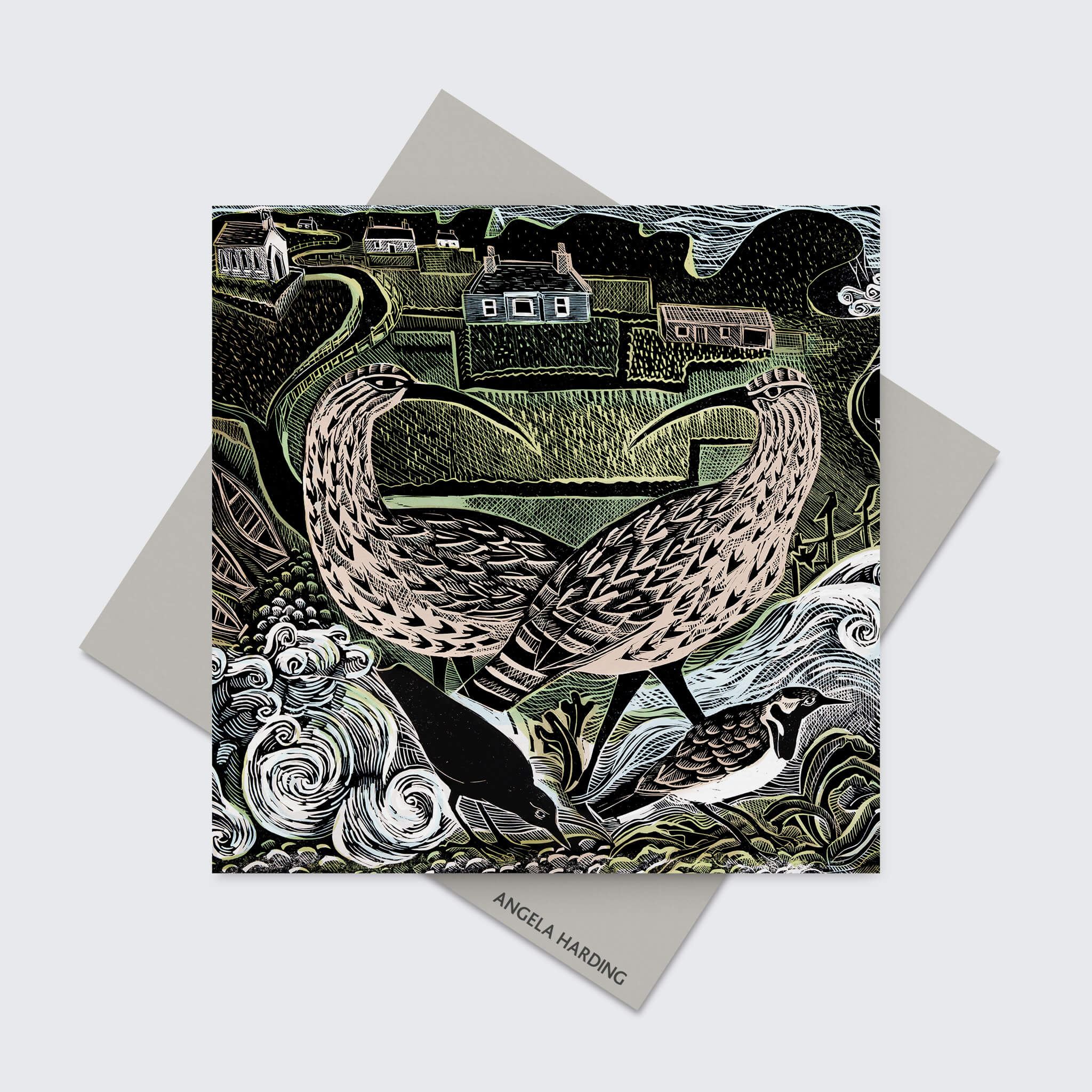 Fair Isle Curlews & The South Lighthouse Greeting Card