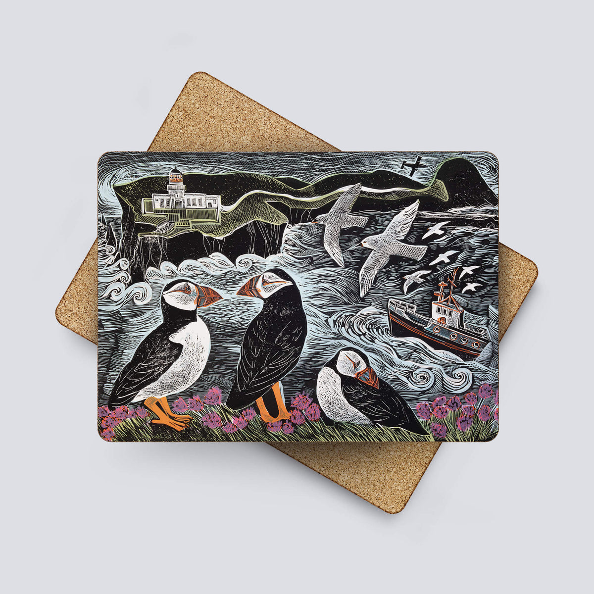 Fair Isle Puffins Placemats – Set of 4