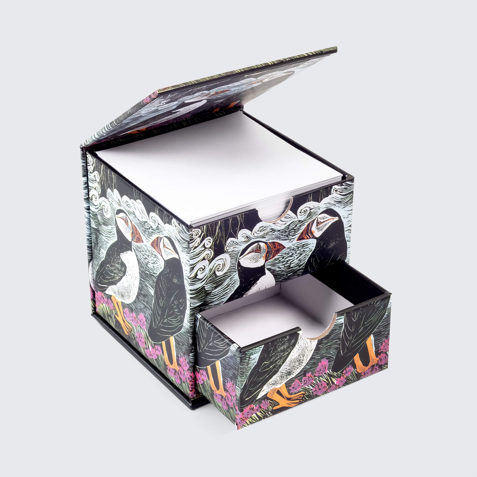 Fair Isle Puffins Memo Box with Drawer