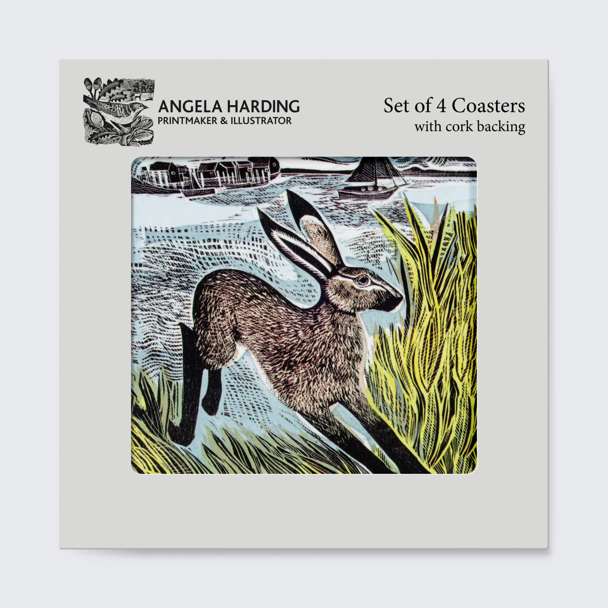 Young Hare Coasters – Set of 4