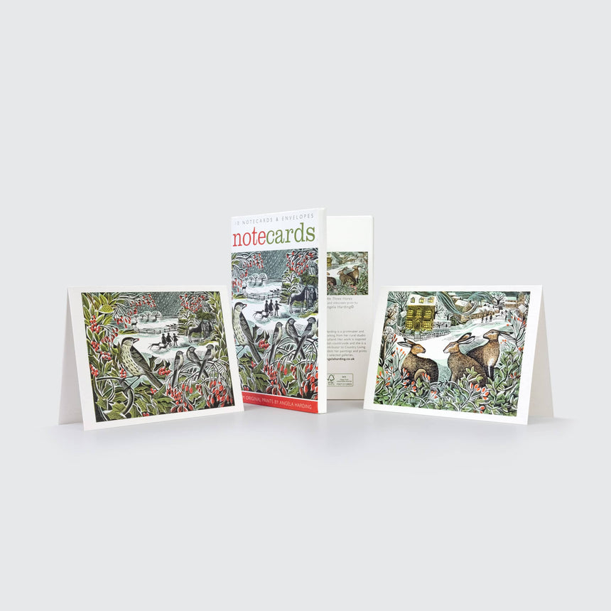 Angela Harding Holly Hedge and We Three Hares Notecard