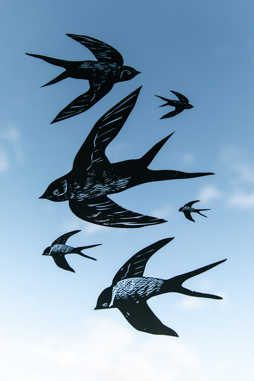 Swallows in Flight Black Window Stickers