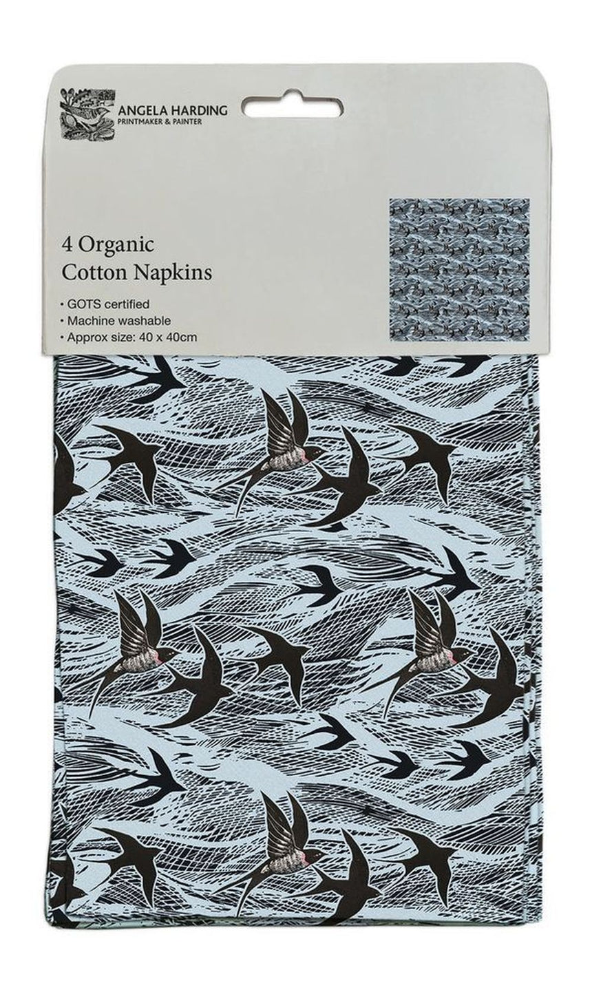 Swallow and Sea Four Organic Cotton Napkins