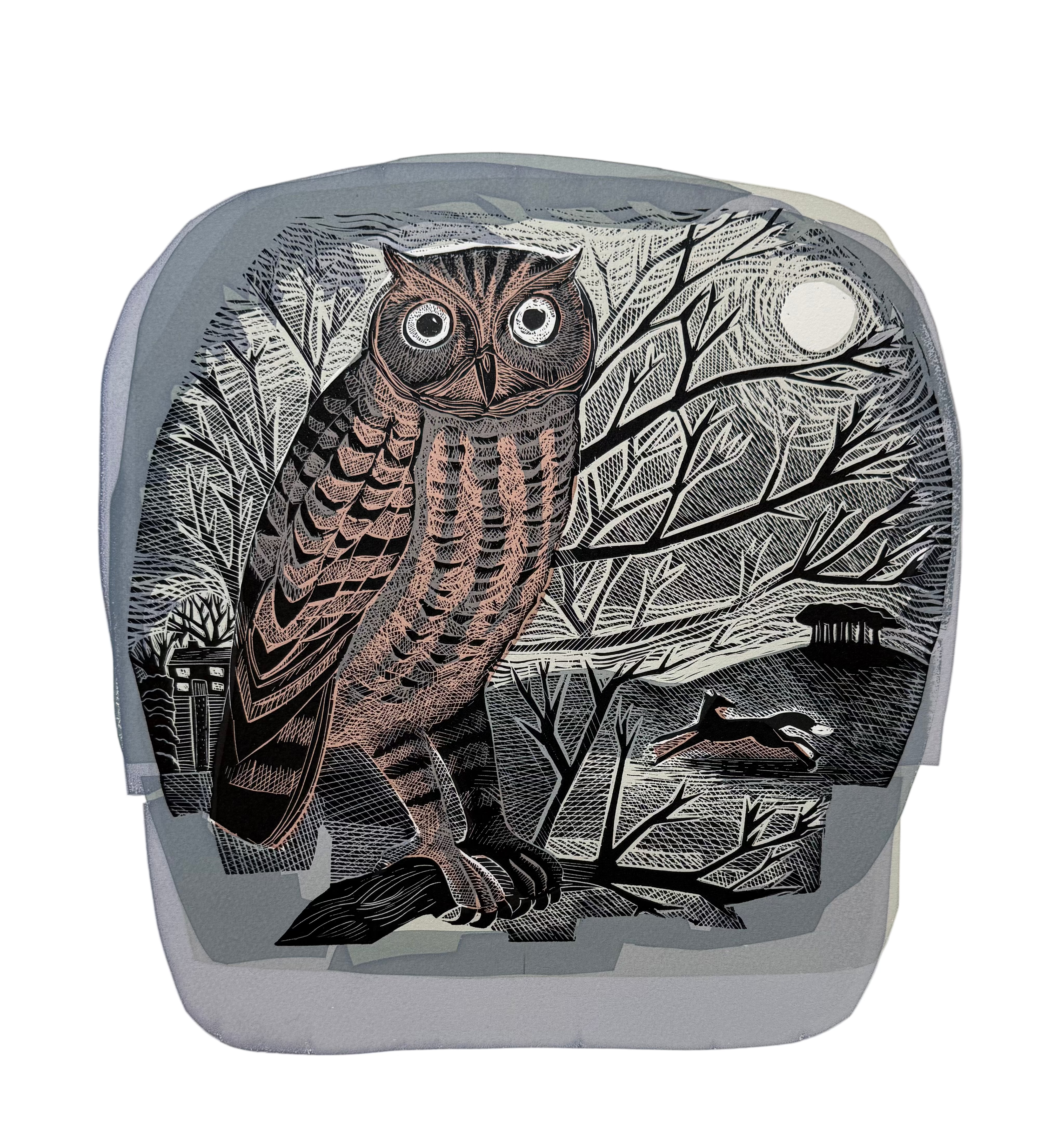 Owl, Moon & Running Fox