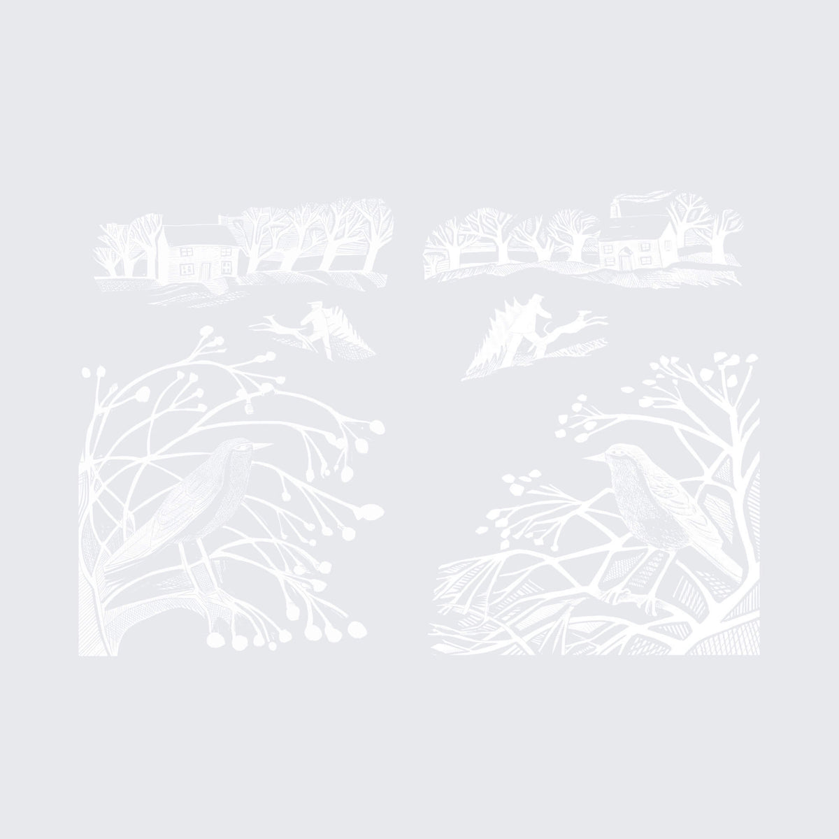 Black Bringing Home the Tree – Reusable Decorative Window Film – A3 (White)
