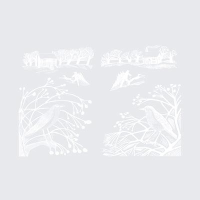 Black Bringing Home the Tree – Reusable Decorative Window Film – A3 (White)