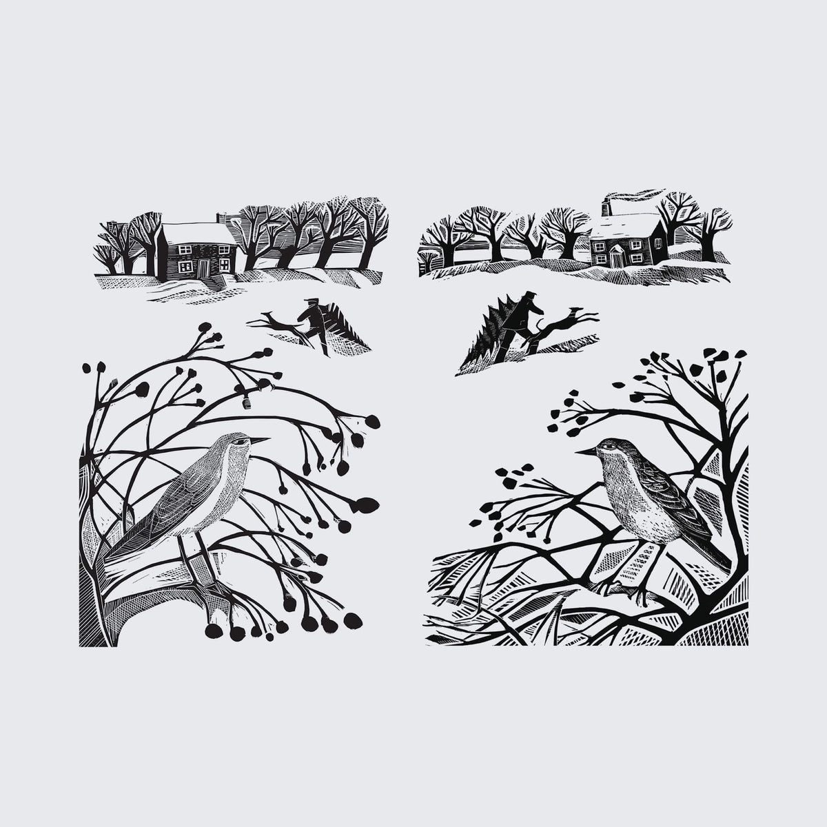 Black Bringing Home the Tree – Reusable Decorative Window Film – A3