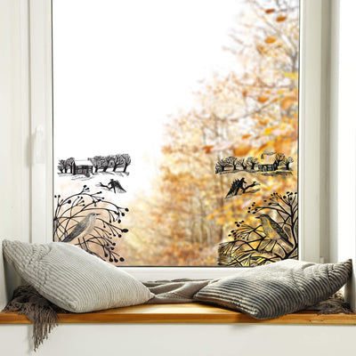 Black Bringing Home the Tree – Reusable Decorative Window Film – A4 (Black)