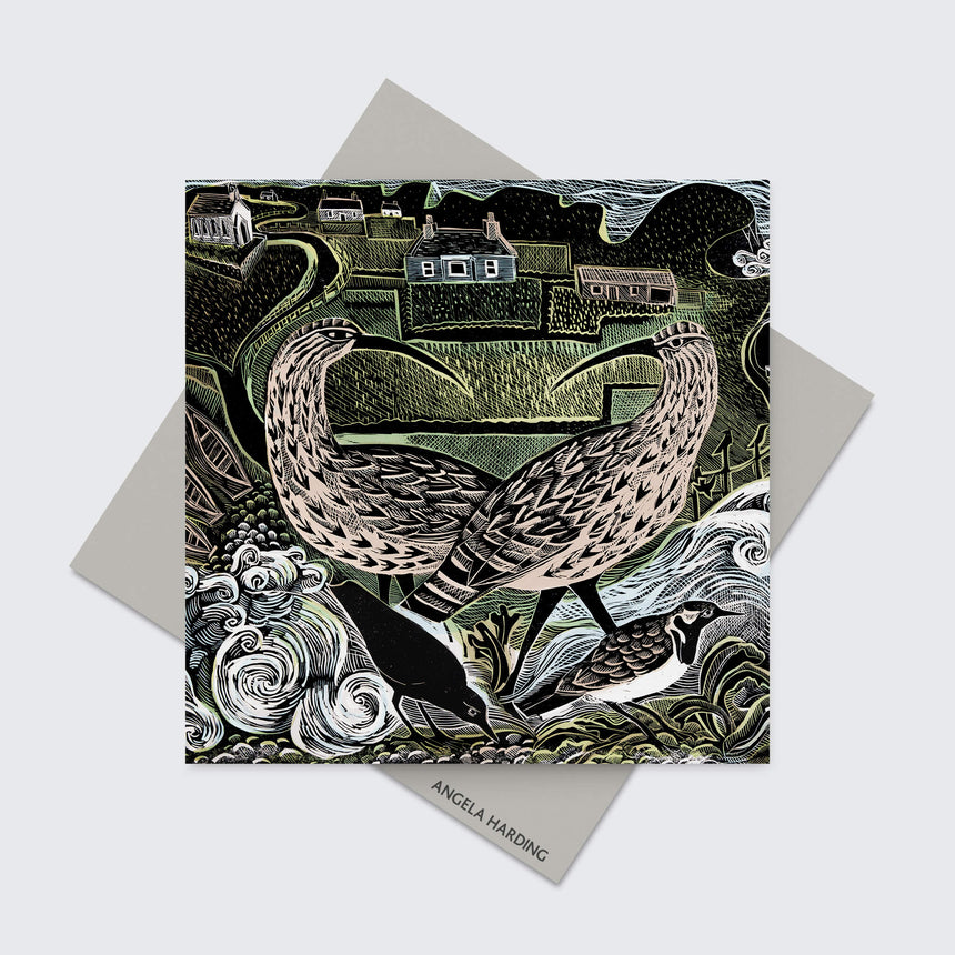 Fair Isle Curlews & The South Lighthouse Greeting Card