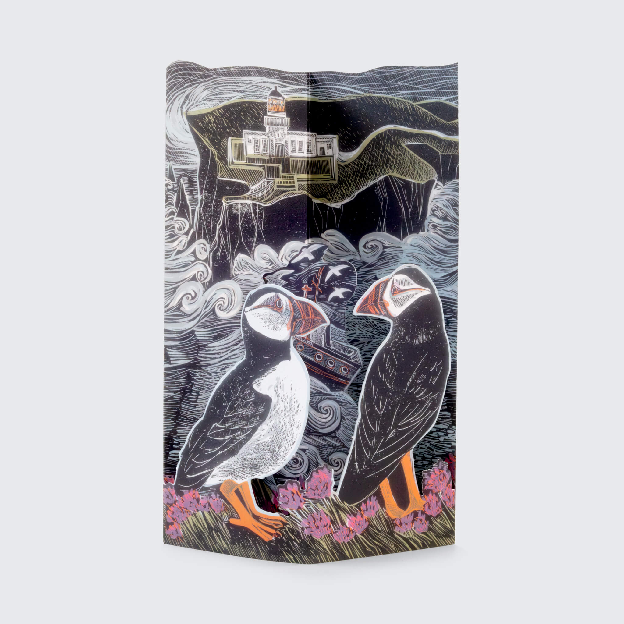 Fair Isle Puffins at the North Lighthouse 3D Card