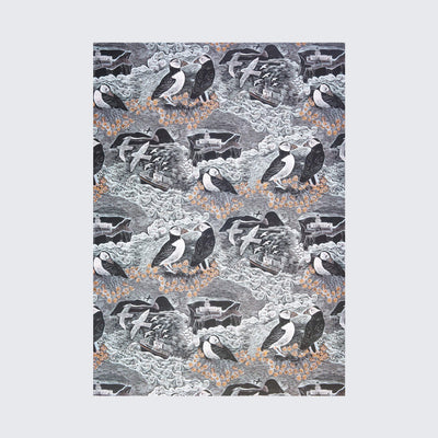 Fair isle Puffins at North Lighthouse Wrapping Paper