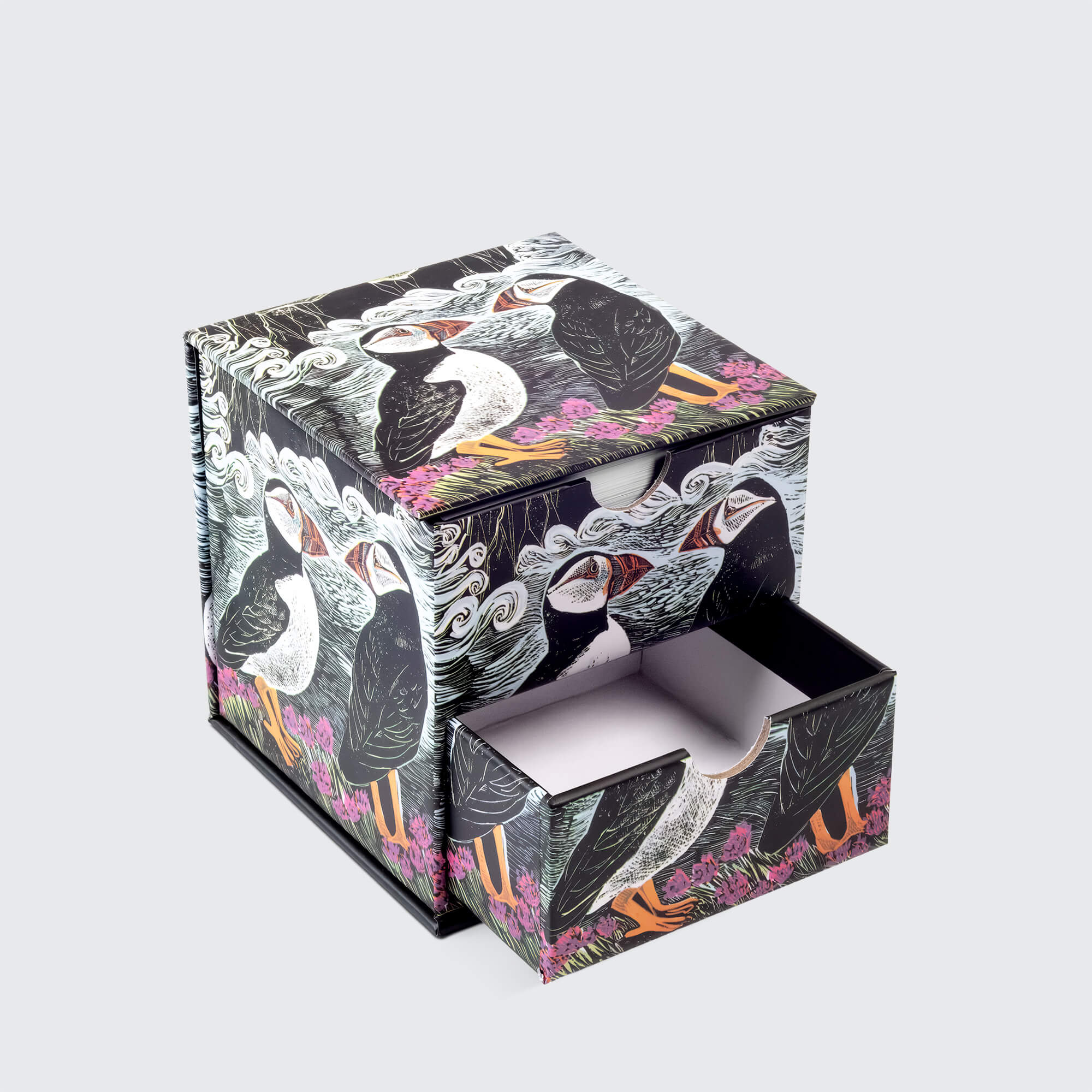 Fair Isle Puffins Memo Box with Drawer