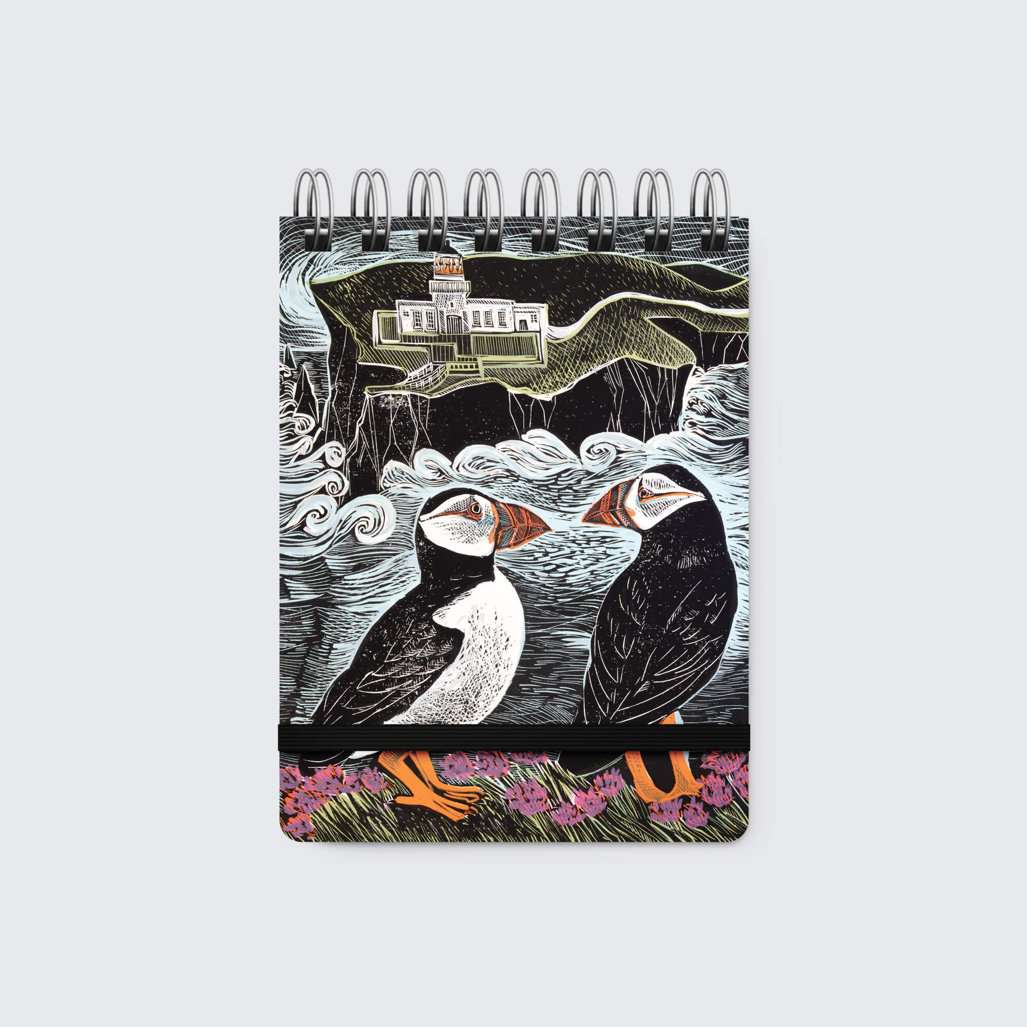 Fair Isle Puffins Spiral Bound Pocket Notebook