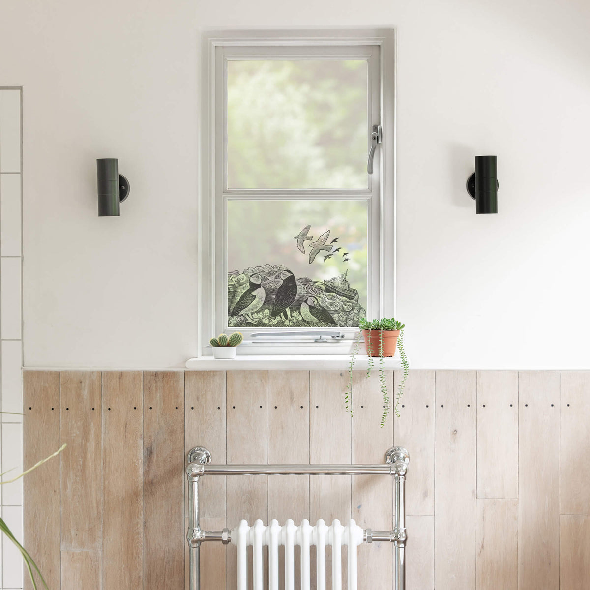 Fair Isle Puffins – Reusable Decorative Window Film