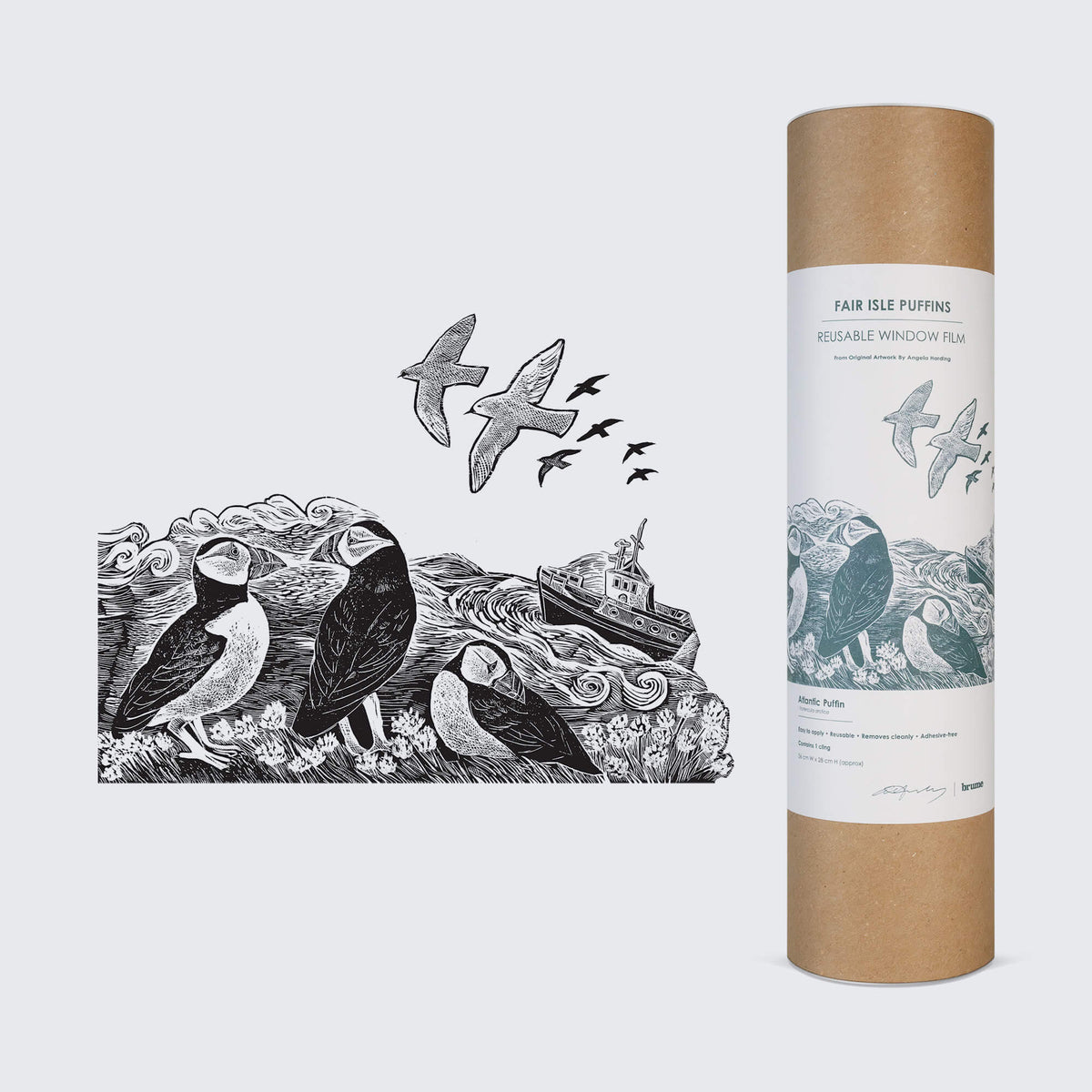 Fair Isle Puffins – Reusable Decorative Window Film
