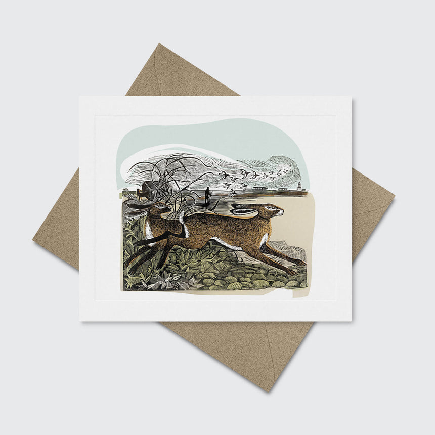 Hares at Orford Ness Greeting Card