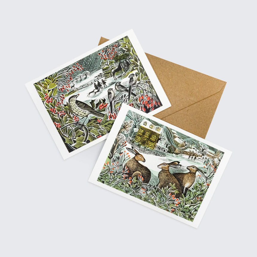 Holly Hedge & We Three Hares Notecards