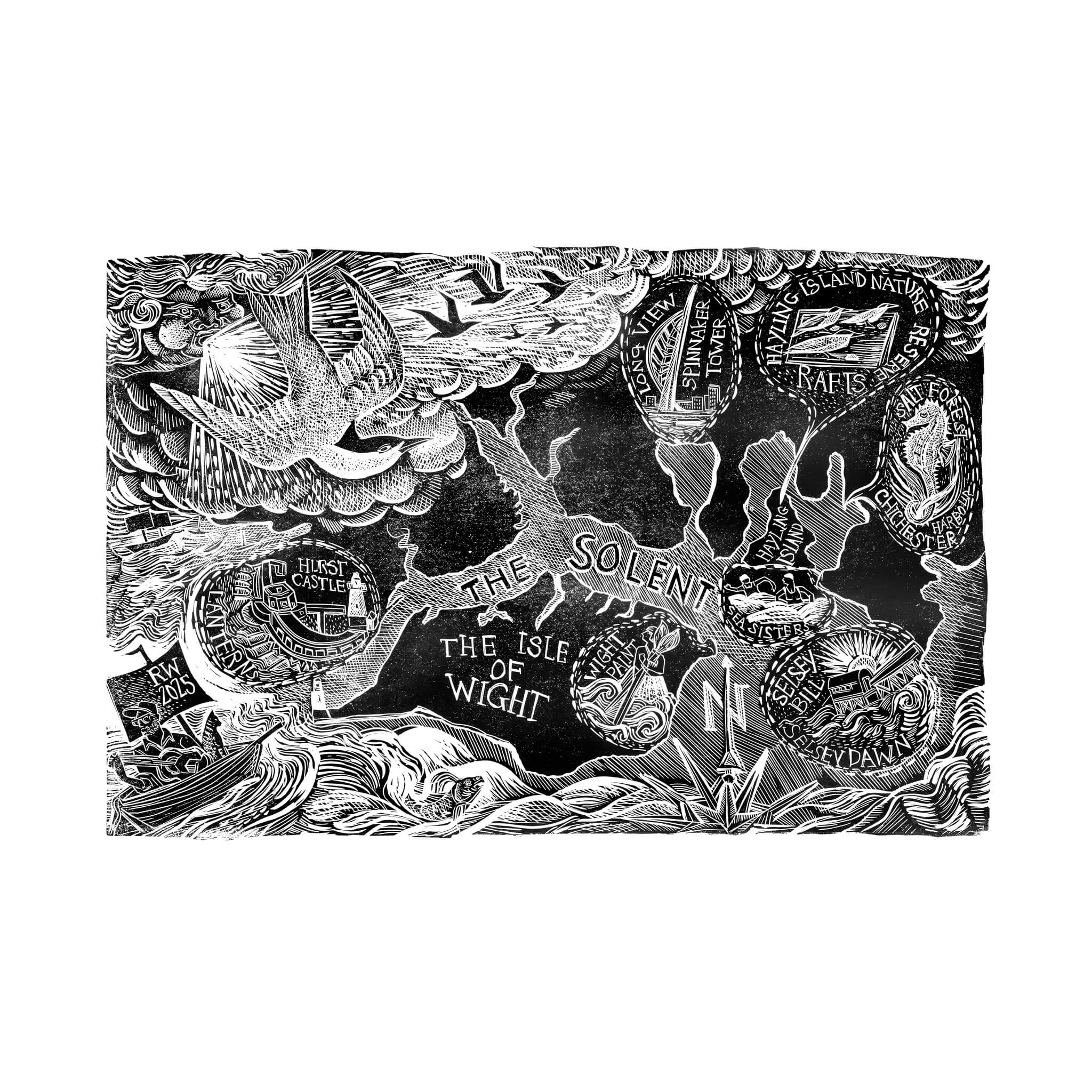 Map of the Solent by Angela Harding