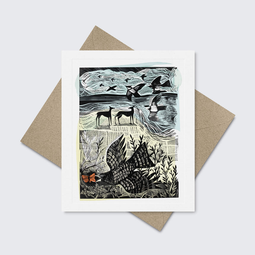 Nightjar and Sea Greeting Card by Angela Harding