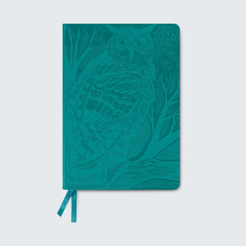 Long Eared Owl 2026 Artisan Art Vegan Leather Diary Planner