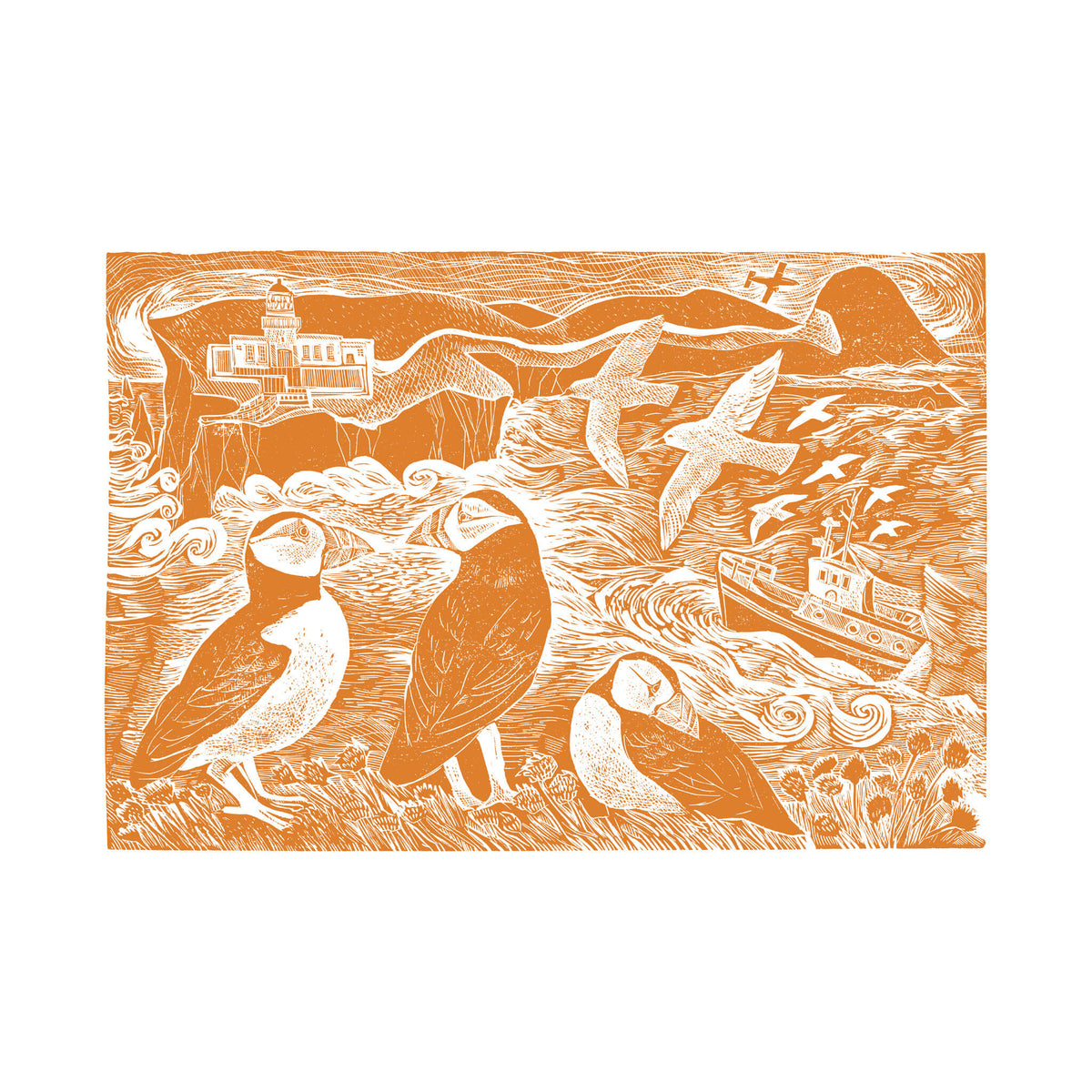 Fair Isle Puffins & Boat – Angela Harding