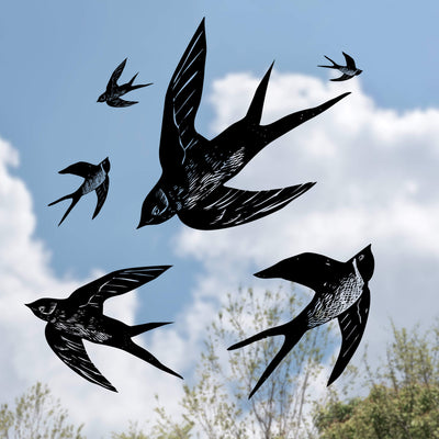 Swallows In Flight Black & White Window Stickers