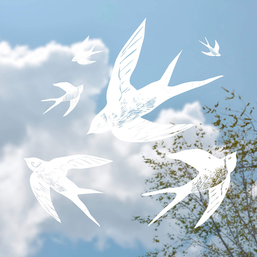 Swallows In Flight White Window Stickers