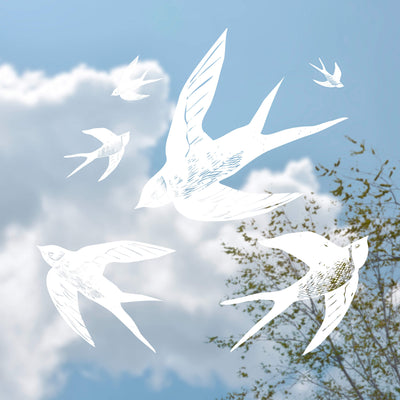 Swallows In Flight Black & White Window Stickers