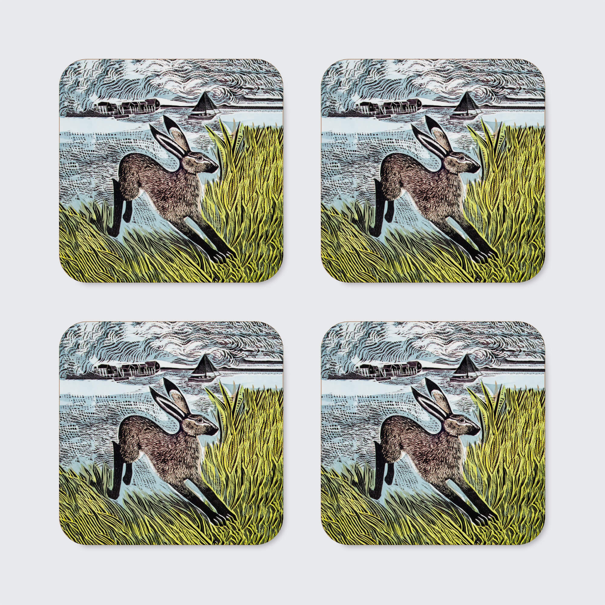 Young Hare Coasters – Set of 4