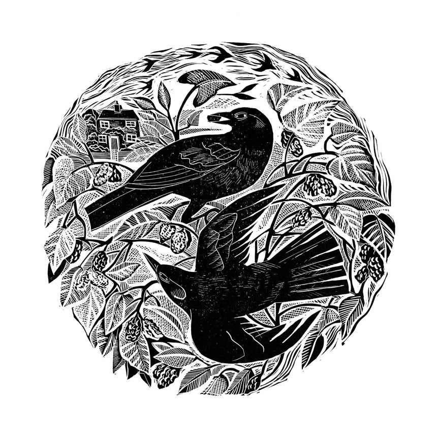 Blackbirds & Mulberry Tree – Black & White Edition