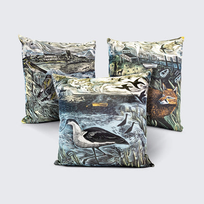 Avocets At Blakeney Linen Cushion