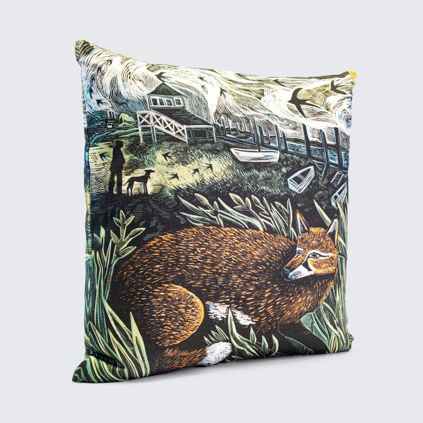 Morston Fox Linen Cushion by Angela Harding