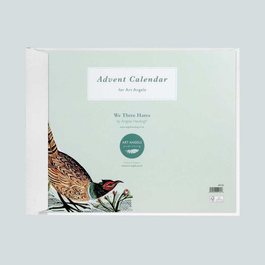 We Three Hares Advent Calendar Envelope by Angela Harding