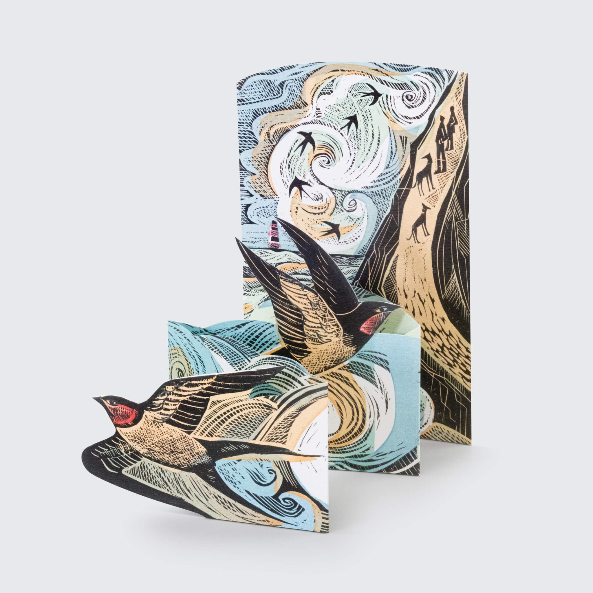 Angela Harding Cornish Swallows Concertina Card