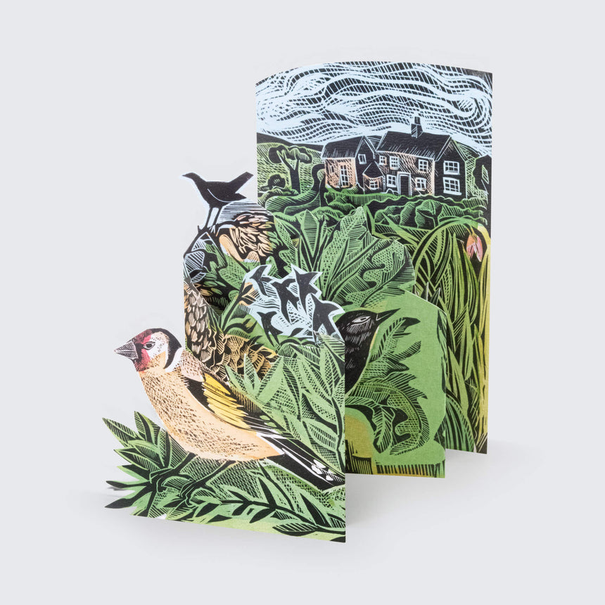 Garden Birds Concertina card by Angela Harding
